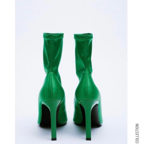 BLOGGER FAV!!! NWT! Zara green satin booties with air sole technology - Picture 2 of 8